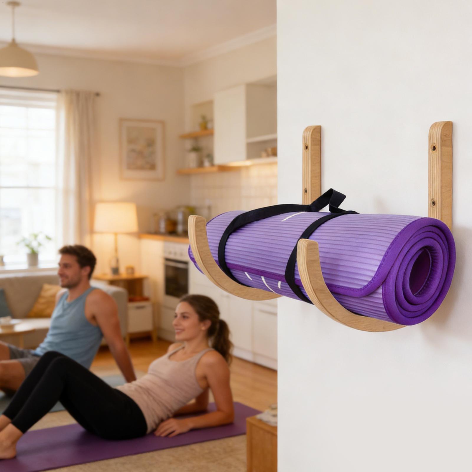 Home Gym Yoga Storage - Houten Yogamat Houder Wandmontage, 2 Stuks