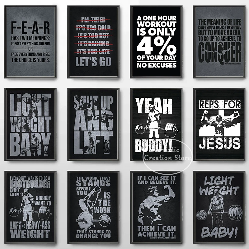 Home Gym Icon - Iconische Sportschool Inspirerende Citaten Poster Laten