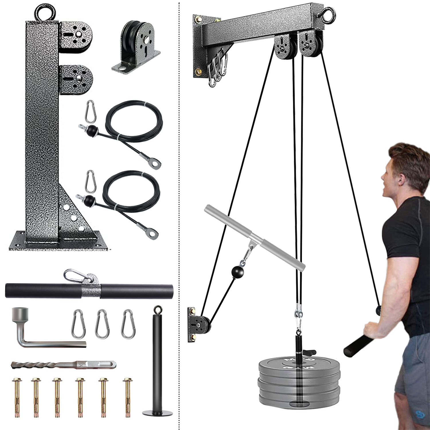 Home Gym Pulley System - Fitness wandgemonteerd katrolsysteem, gewichtskabelkatrolsysteem, geschikt voor