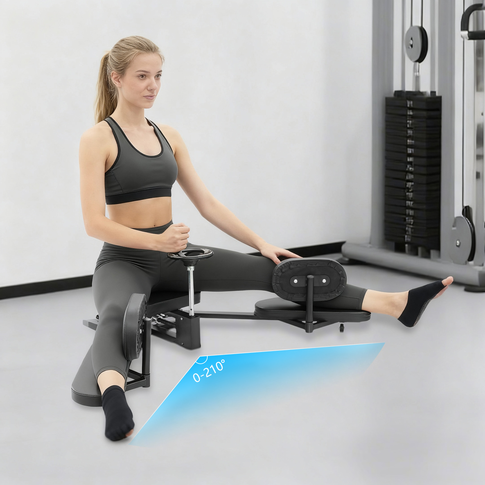 Home Gym Leg Extension - Beenstretcher, verstelbare flexibiliteitstrainer met 0-210 °