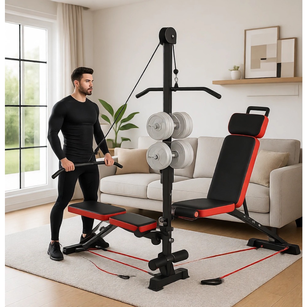 Home Gym System - Multifunctionele gewichtsbank met katrolsysteem en verstelbare