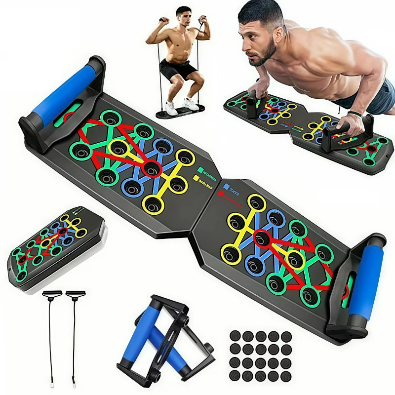 Home Gym System - Opvouwbaar push-up board met weerstandsbanden, multifunctionele