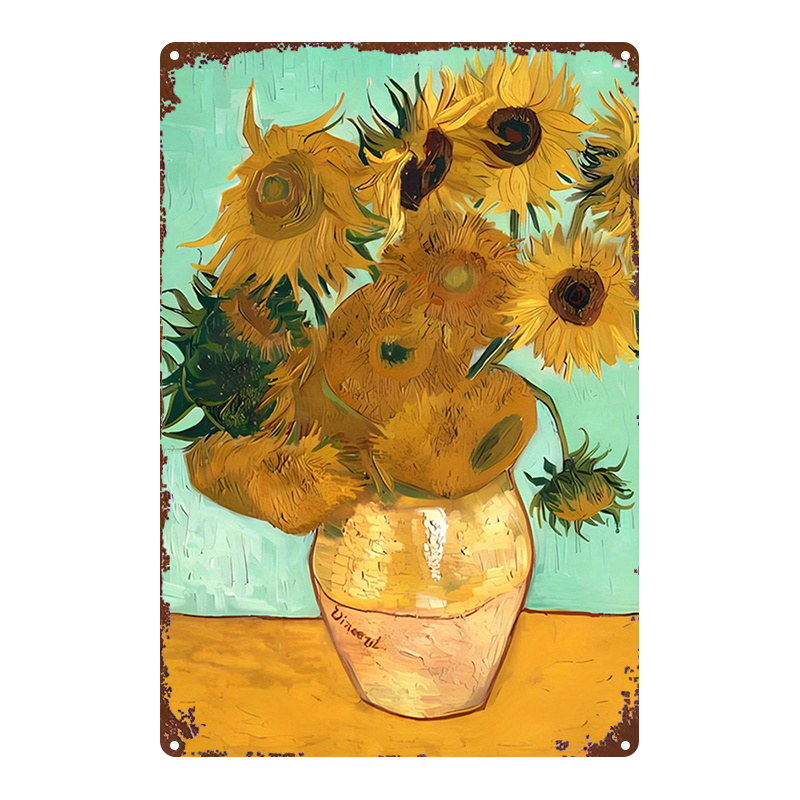 Home Gym Icon - Van Gogh Zonnebloemen metalen wandbord -